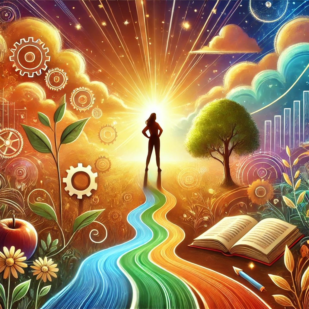 Cultivate a Growth Mindset for Personal and Professional Success Person confidently standing on a path surrounded by greenery, symbolizing growth and the journey towards success.