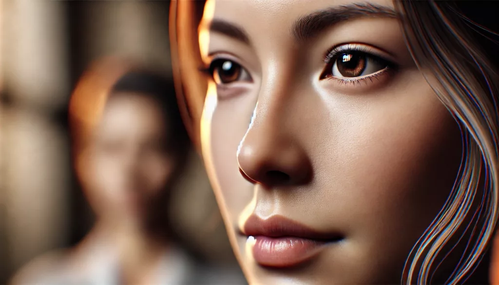 close up of a woman's face