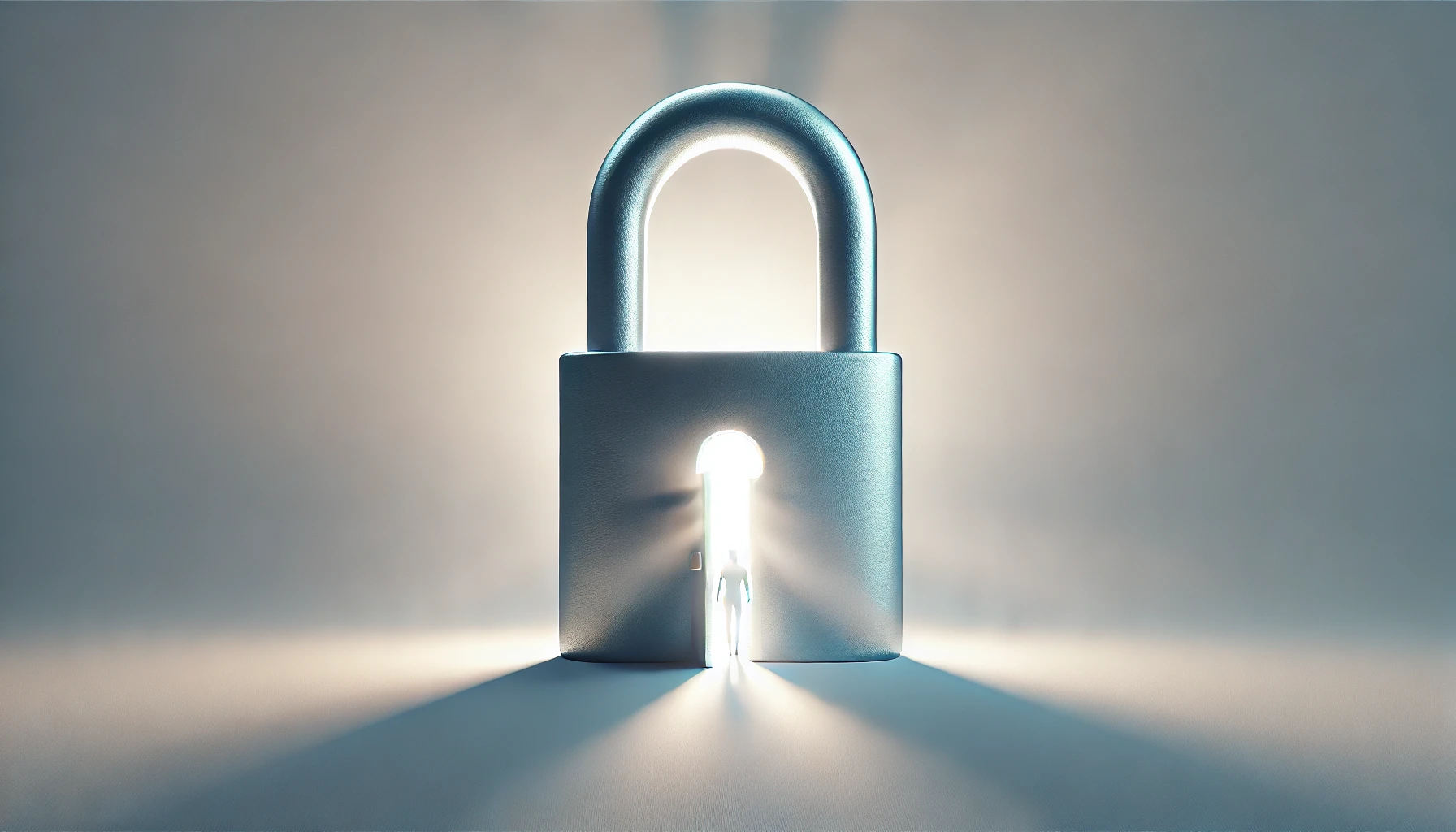 Overcome limiting beliefs A large lock slightly open with light shining through the opening, symbolizing breaking free from limiting beliefs and unlocking potential.